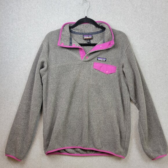 Patagonia Womens Gray Synchilla Snap-T Pullover Lightweight Sweater Size Medium - Picture 1 of 11